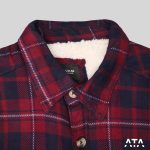 ژاکت سویشرت پشمی برند pull & bear پول اند بییر خیلی ضخیم چهارخانه زرشکی