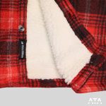 ژاکت پشمی ضخیم زمستانی برند پول اند بیر pull and bear قرمز چهارخانه