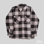 کاپشن پشمی پول اند بیر چارخونه سفید مشکی pull & bear