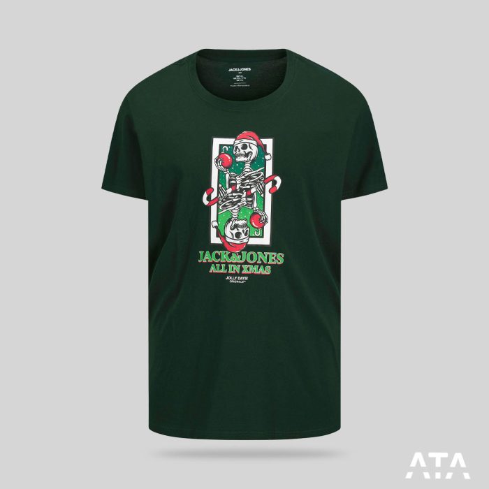 تیشرت اورجینال جک اند جونز کریمسی سایز بزرگ all in xmas